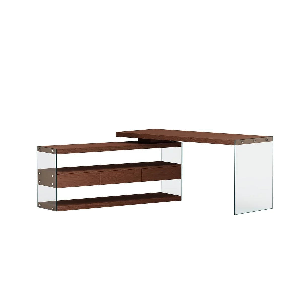 Rotatable Wooden Desk with 3 Drawers and 3 Shelves M86861