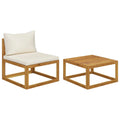 2 Piece Acacia Wood Patio Sofa Set with Cushion D75058