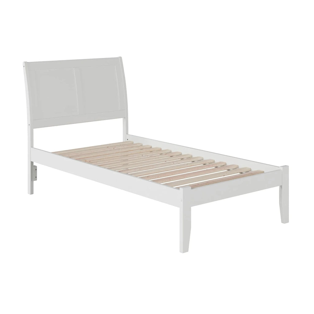 Twin Platform Bed with Footboard in White D131356
