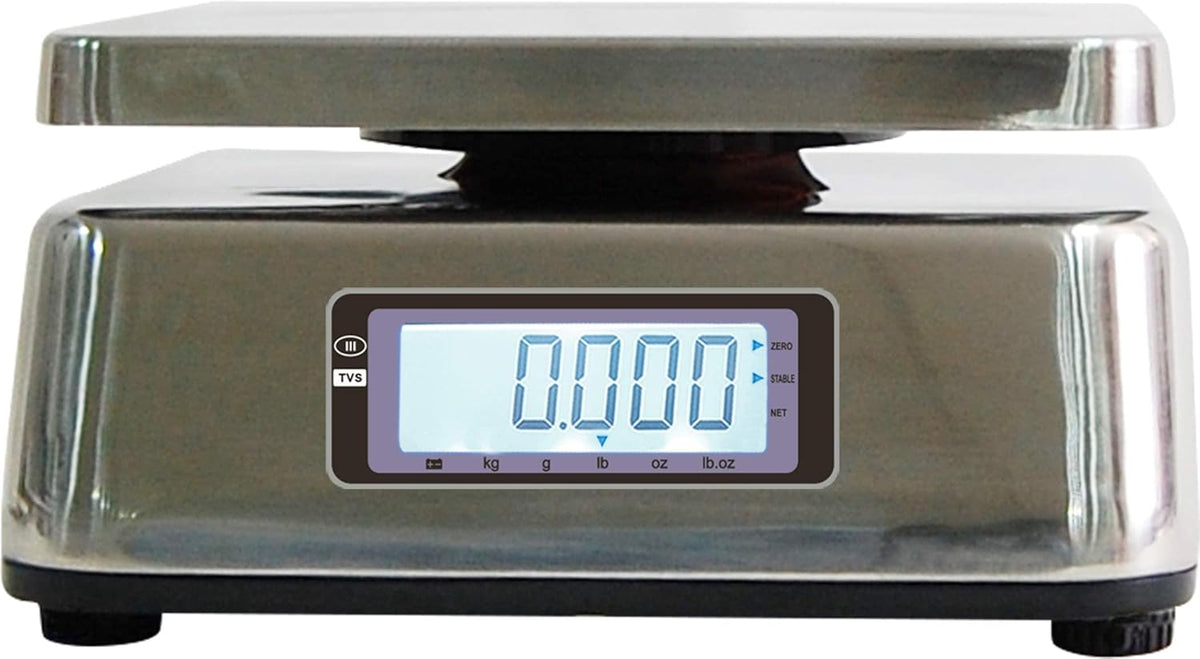 Stainless Steel Washdown Scale, 6lb Capacity, 0.001lb Readability, Dual Display H445276