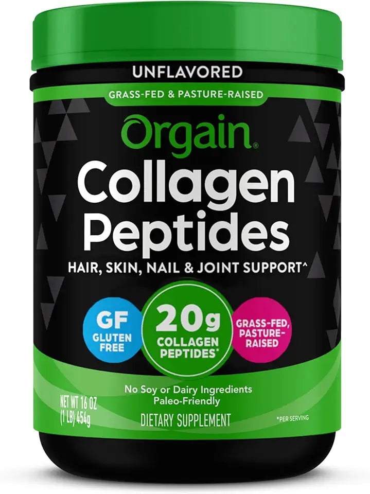 Hydrolyzed Collagen Peptides Powder, 20g Grass Fed, Unflavored, Type I and III, 1lb I3576