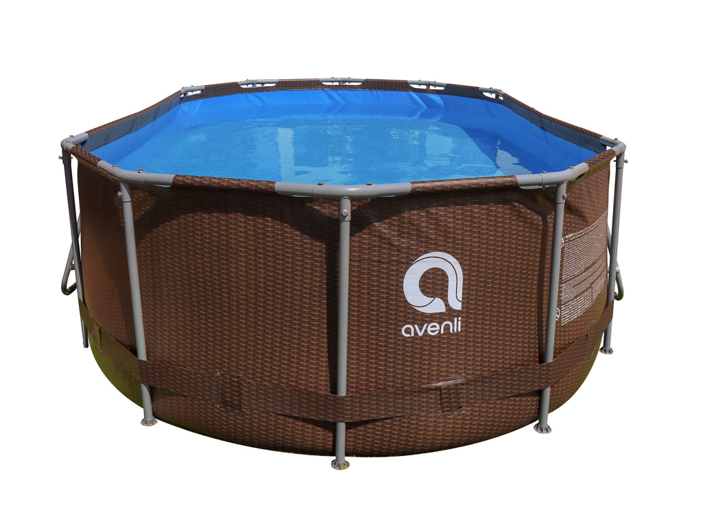14 ft. Brown Oval Steel Frame Above Ground Swimming Pool S1886