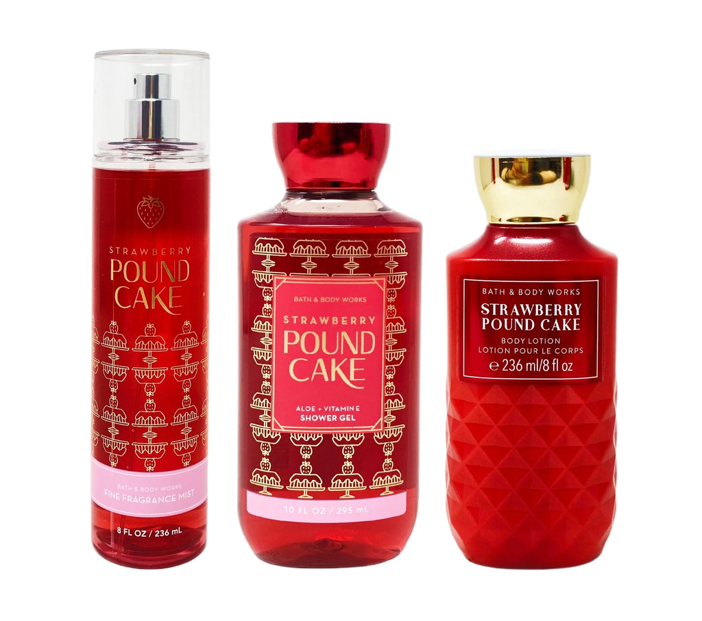 Strawberry Pound Cake 3 Piece Gift Set - Fragrance Mist - Shower Gel - Body Lotion - Full Size T60035