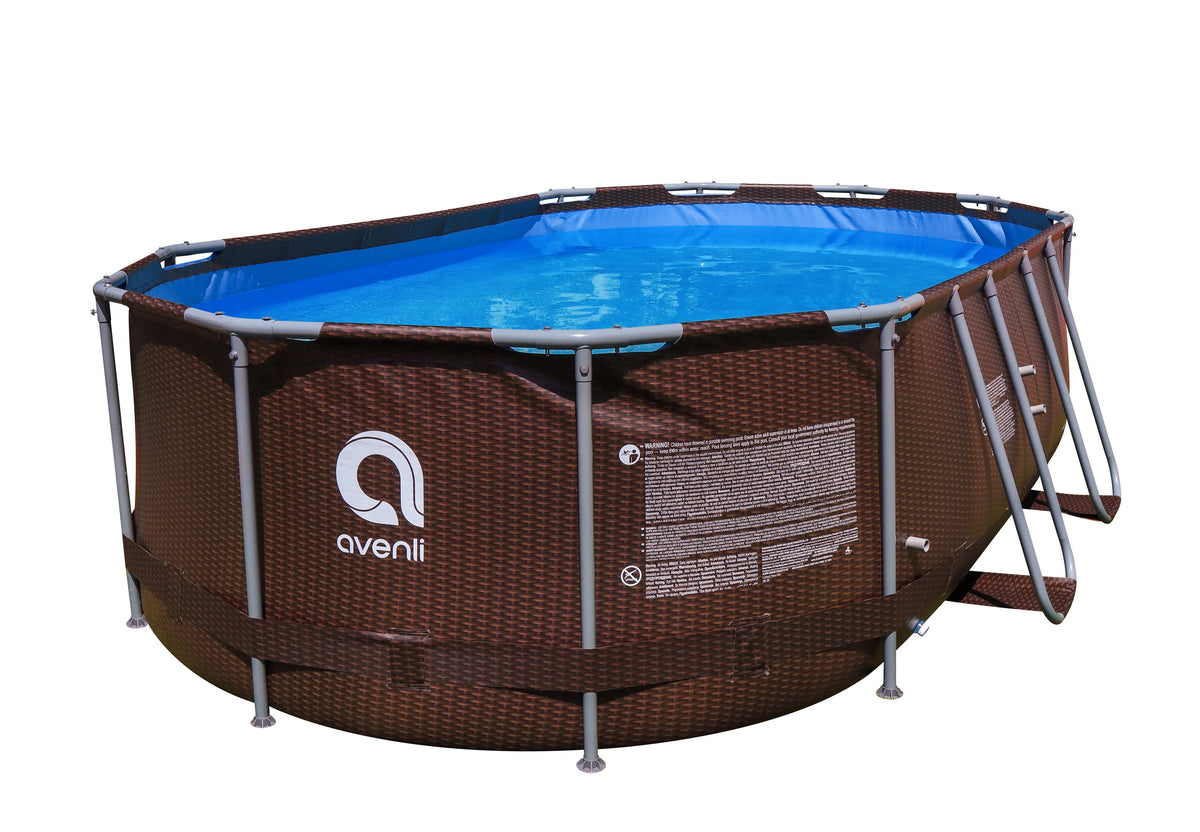 14 ft. Brown Oval Steel Frame Above Ground Swimming Pool S1886