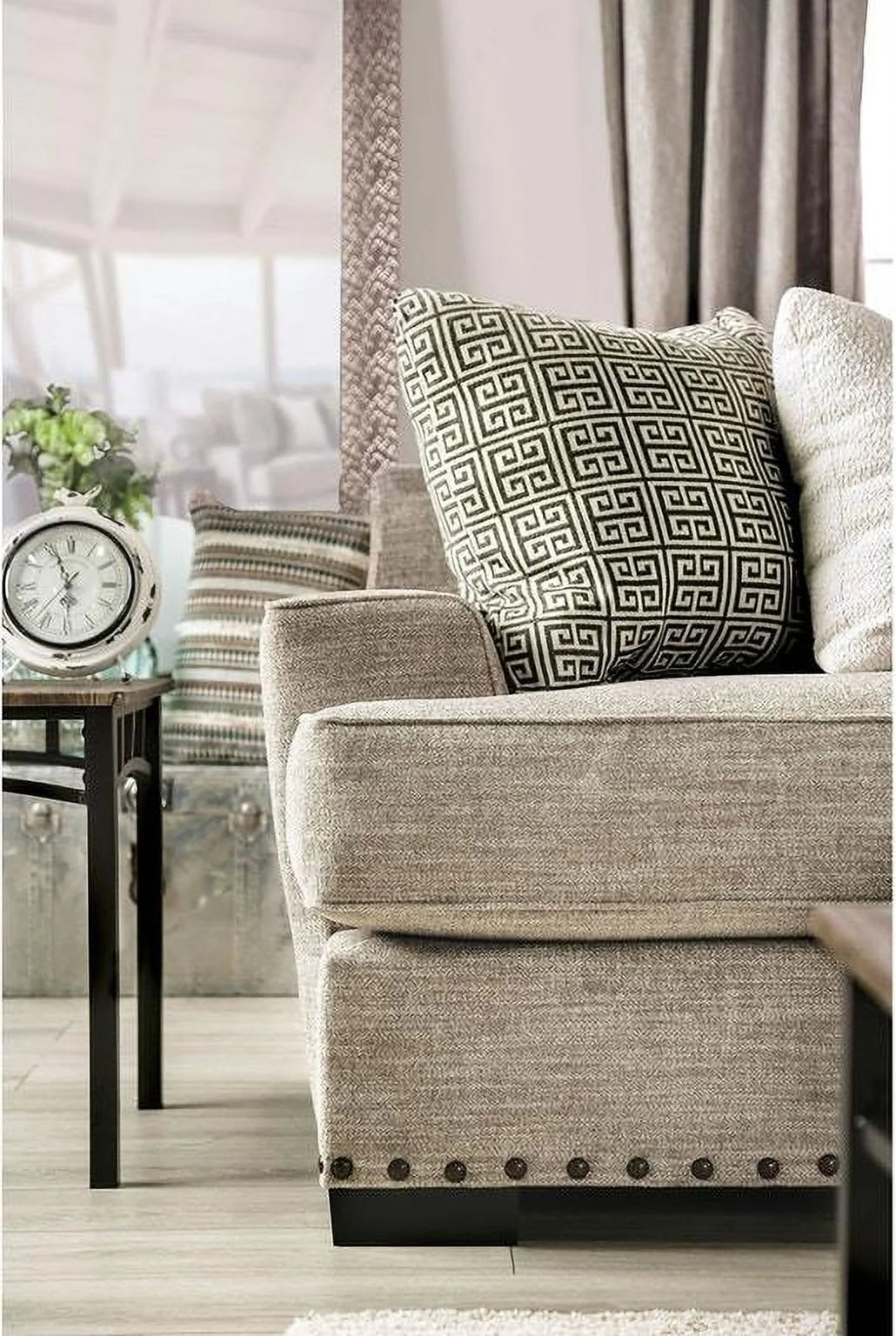 Light Gray Microfiber Sofa N6566