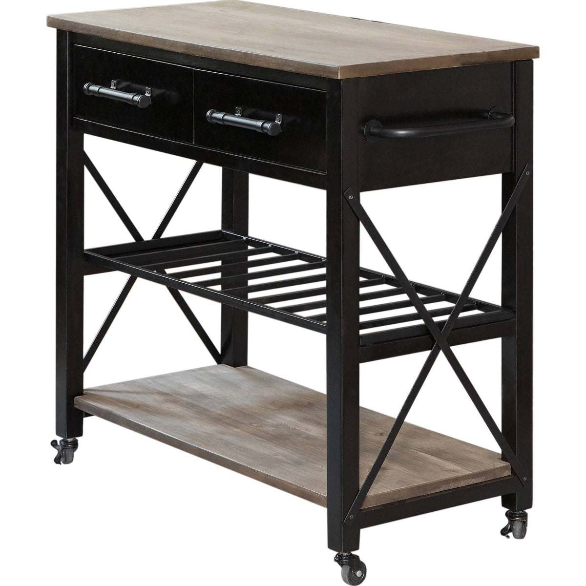 Black Farmhouse Kitchen Cart P9862
