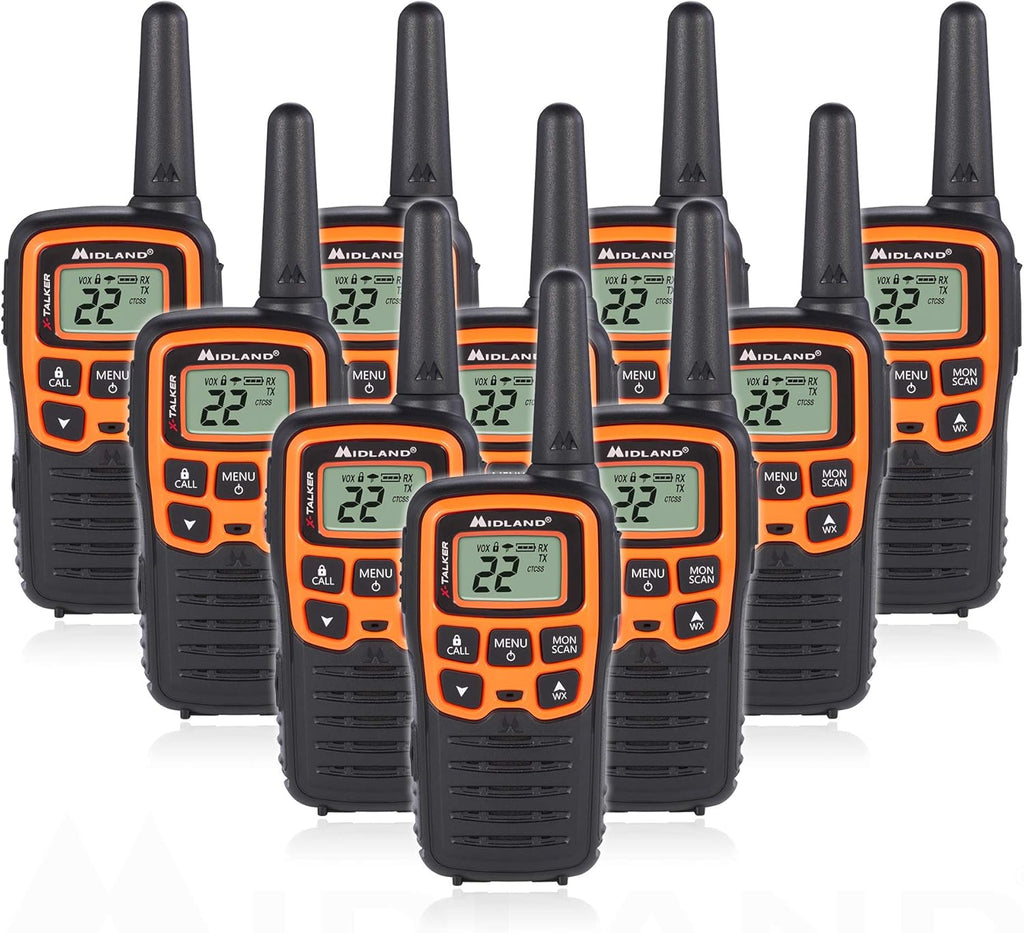 22 Channel FRS Walkie Talkie Two-Way Radio Orange/Black Pack of 6 Y90425