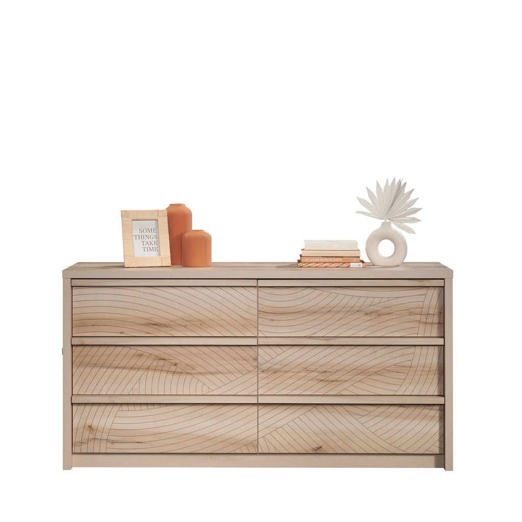 6 Drawer Wood Dresser T880