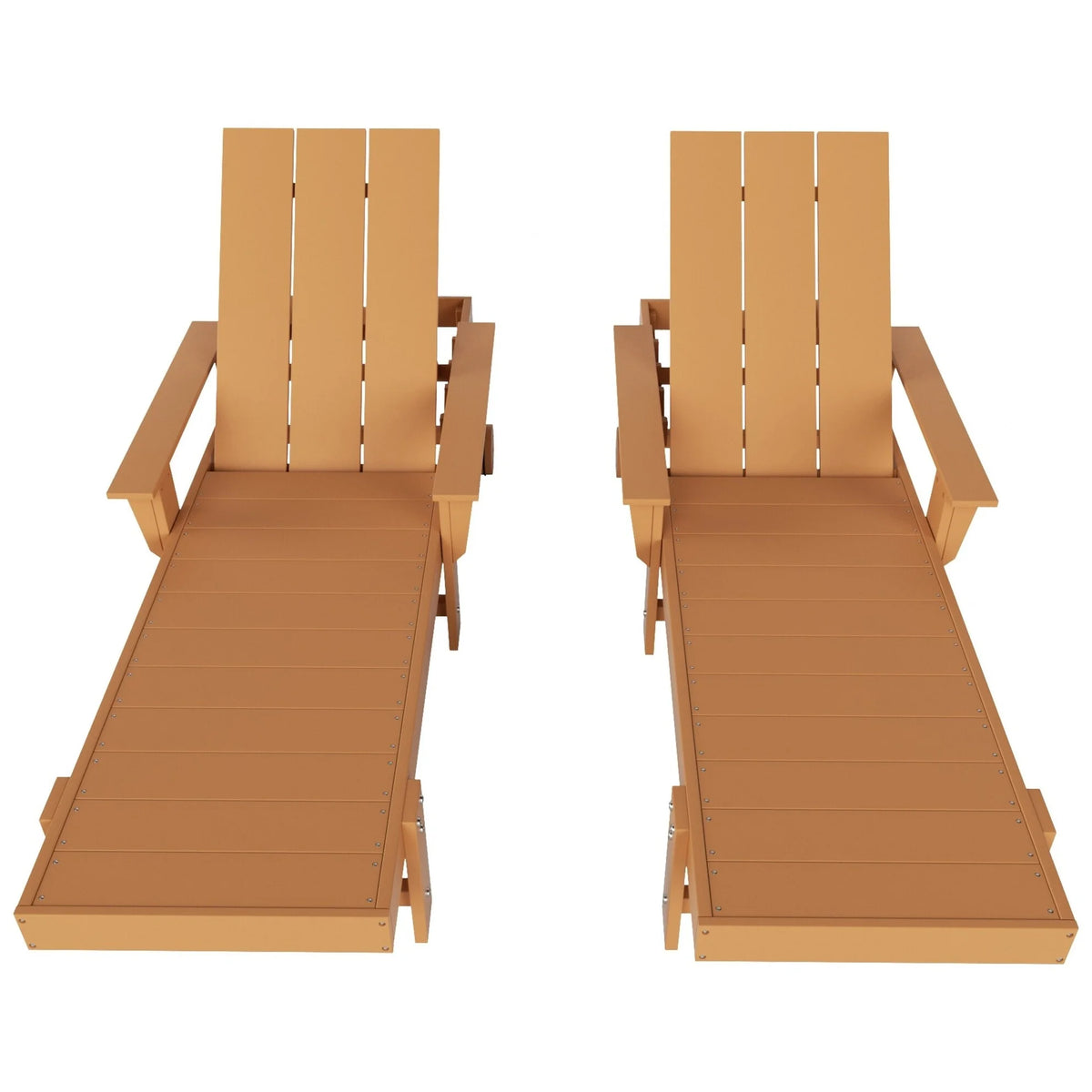 Teak All Weather Poly Chaise Lounge with Arms & Wheels Set Of 2 Q914