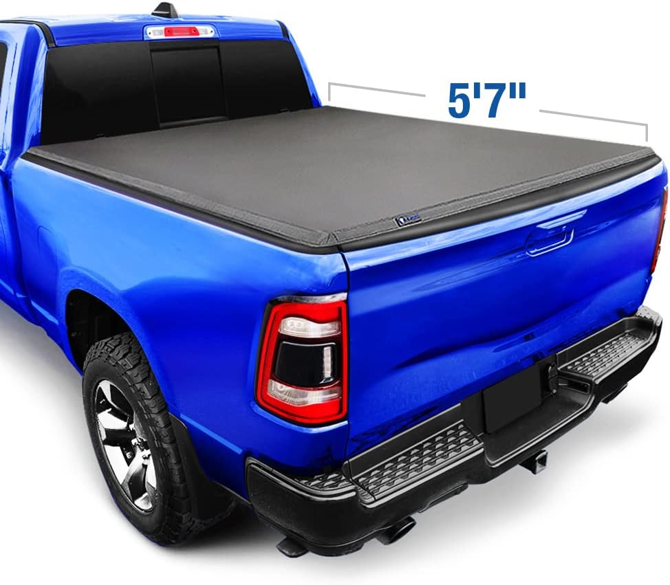 Soft Tri-Fold Truck Bed Tonneau Cover for 2019-2022 Ram 1500 New Body Style, 6'4" Bed (76") R607105