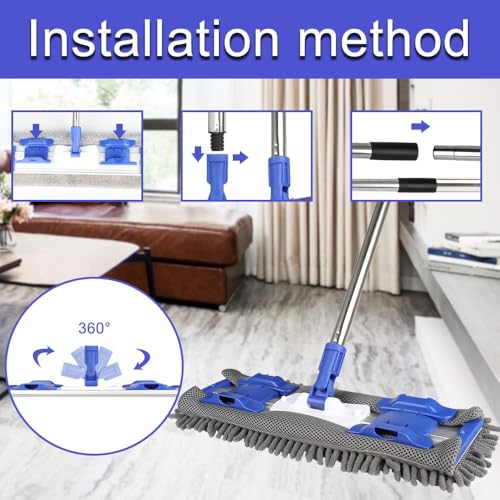 Microfiber Mop with 2 Reusable Flat Mop Pads H9030