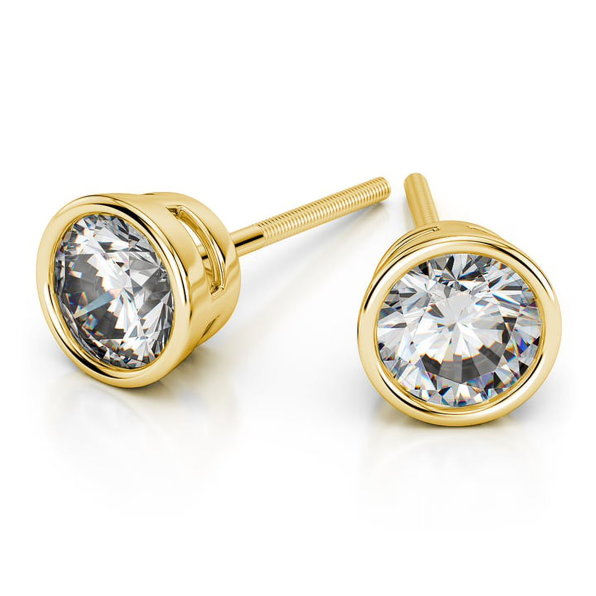 14K Yellow Gold Diamond Stud Earrings A5366