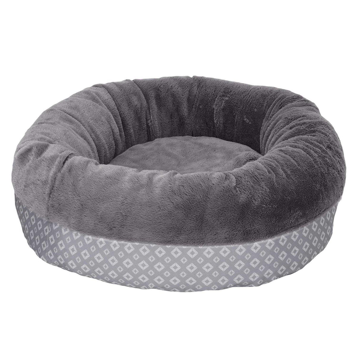 Plush Diamond Print Donut Pet Bed Y24071