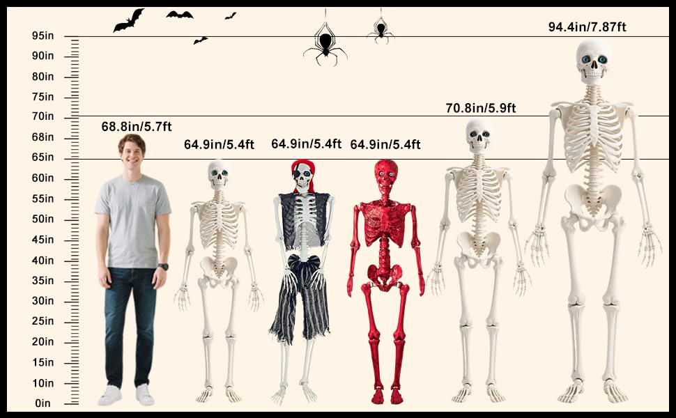 5.4Ft Posable Skeleton with Glowing Eyes H40310