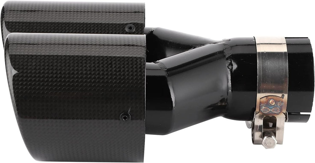 Carbon Fiber Exhaust Pipe Universal Dual Tail Crimping Throat Y-Pipe Auto Car Black O42891