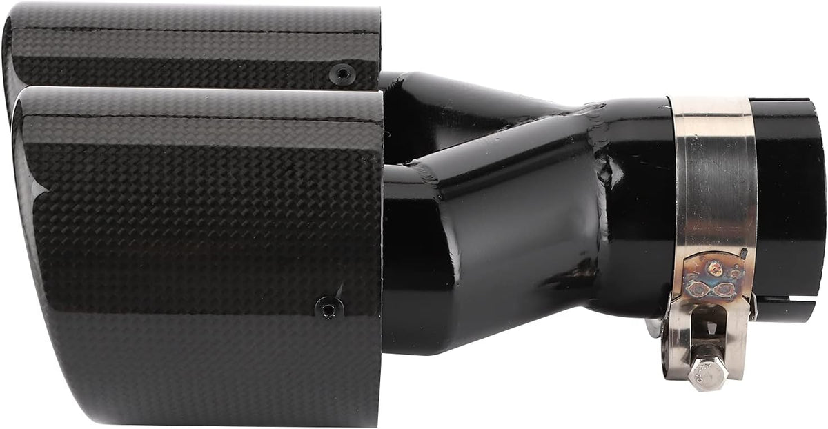 Carbon Fiber Exhaust Pipe Universal Dual Tail Crimping Throat Y-Pipe Auto Car Black O42891
