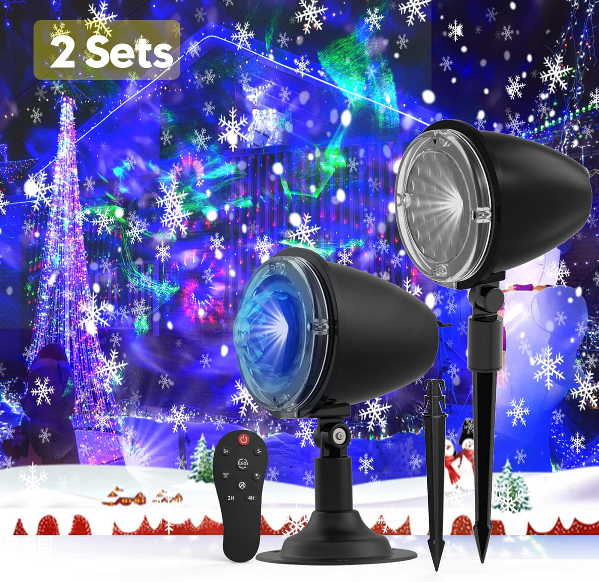 Christmas Projector Lights, Snowflake Light Projector, Remote Control, Pack of 2 T5238