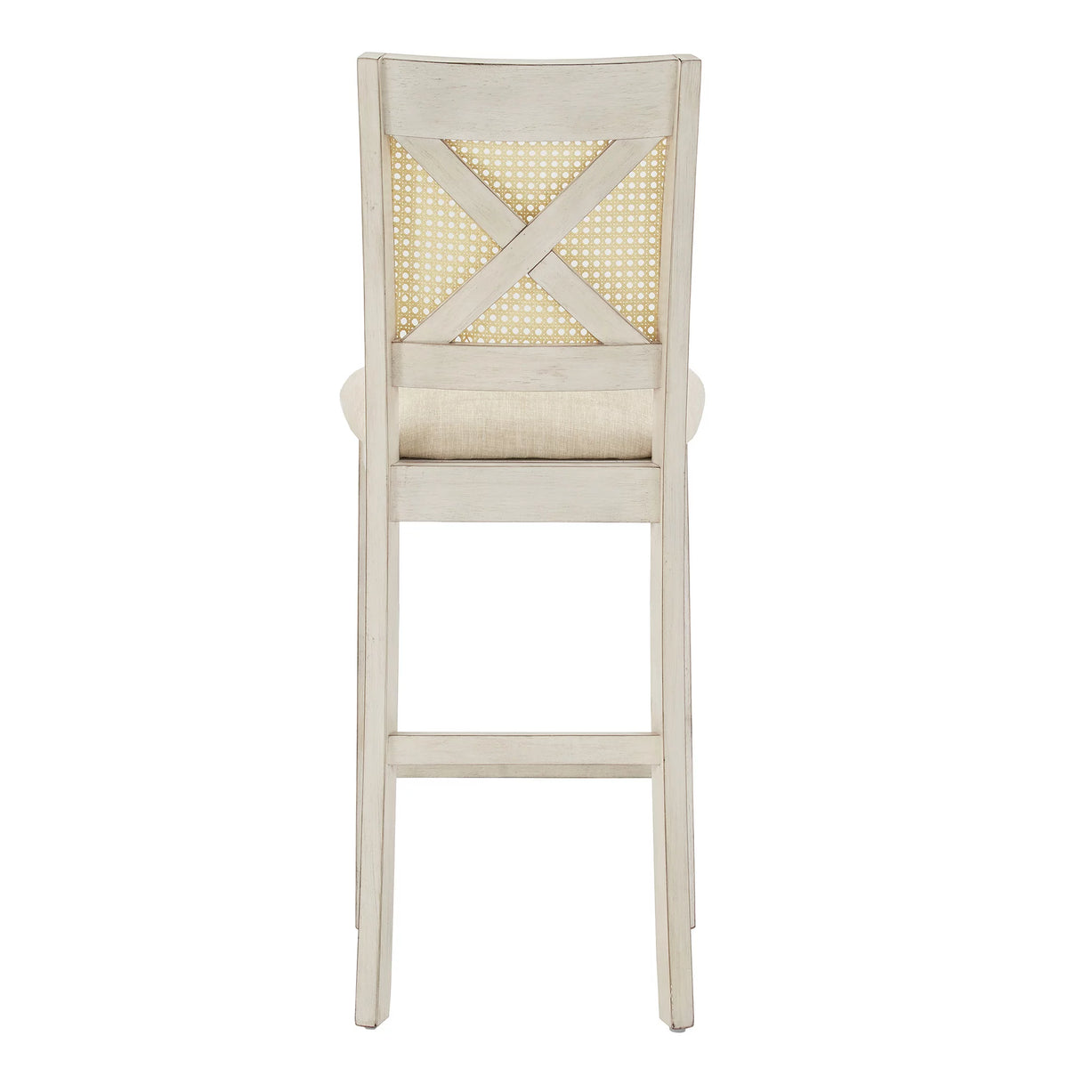 Antique White Beige Linen Counter Height Chair Set of 2 J634485