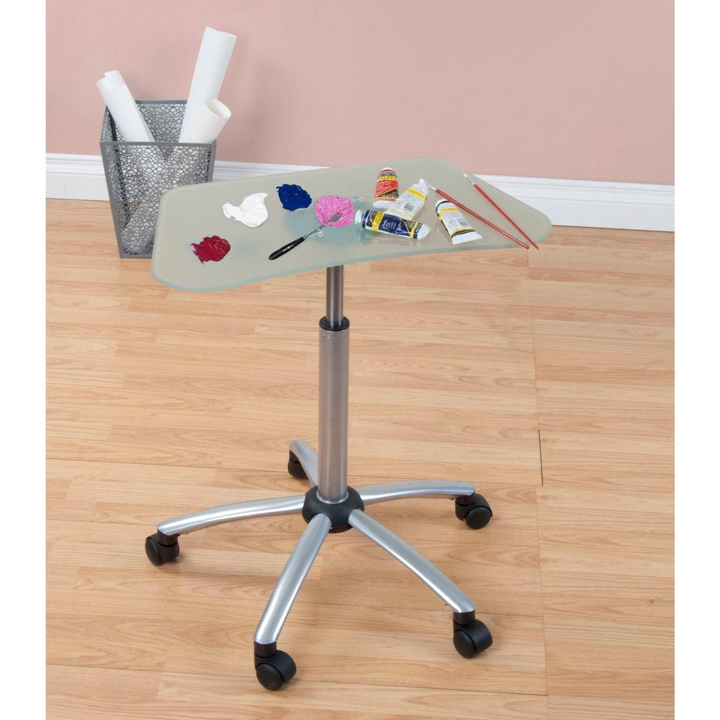 Silver Frosted Glass Mobile Cart X232425