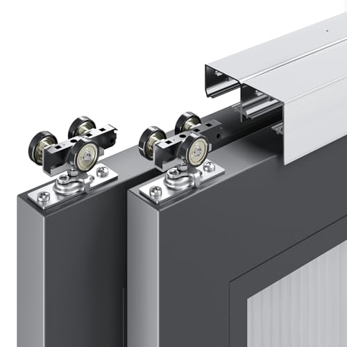 6FT Bypass Double Sliding Pocket Door Hardware Kit, Aluminum E250