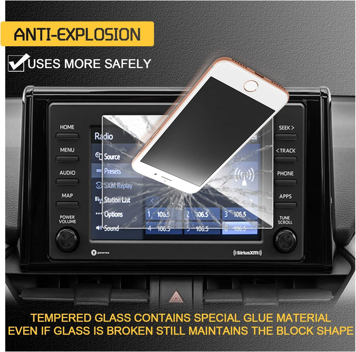Center Touch Control Screen Protector for RAV4 7INCH 9H Hardness Tempered Glass M802547