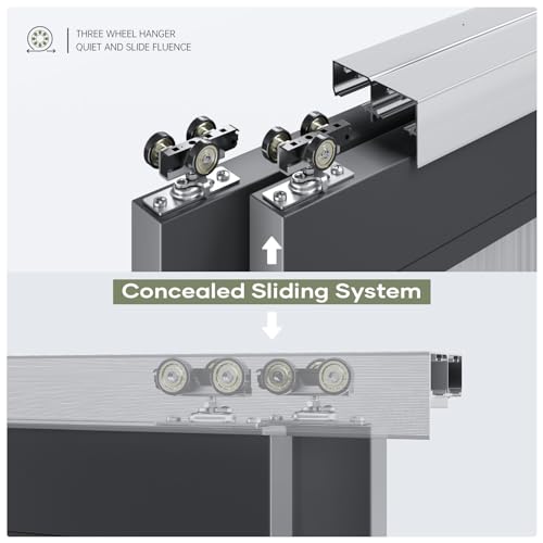 6FT Bypass Double Sliding Pocket Door Hardware Kit, Aluminum E250