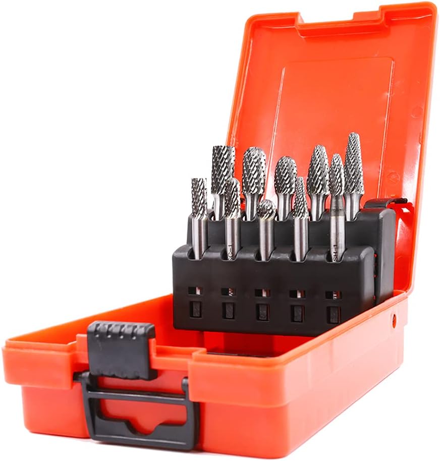 Tungsten Carbide Rotary Burrs Set 1/4 Shank 10PCS Double Cut L230