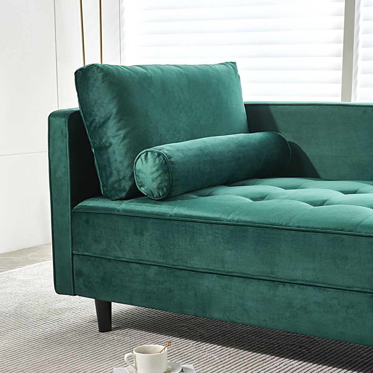 64" Green Velvet Chaise X33667