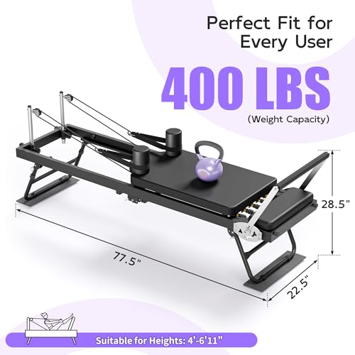 Black Foldable Pilates Reformer Z1914