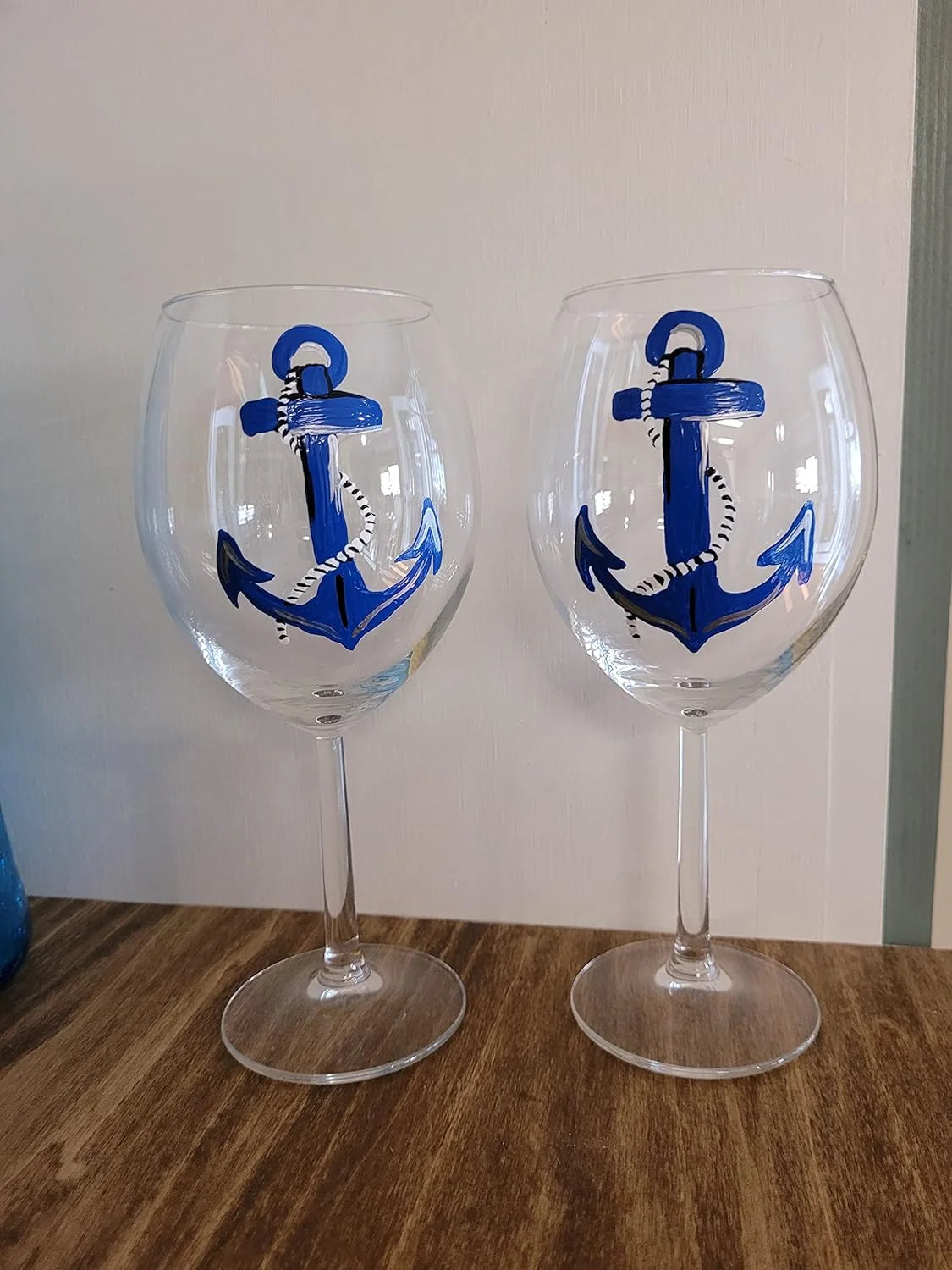 Hand Painted Set Of 2 Stemmed Wine Glasses F6663