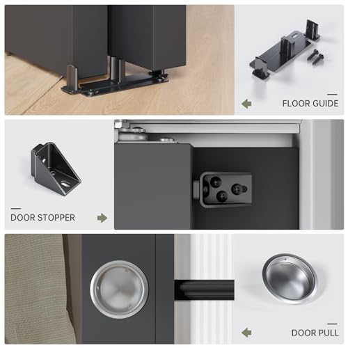 6FT Bypass Double Sliding Pocket Door Hardware Kit, Aluminum E250
