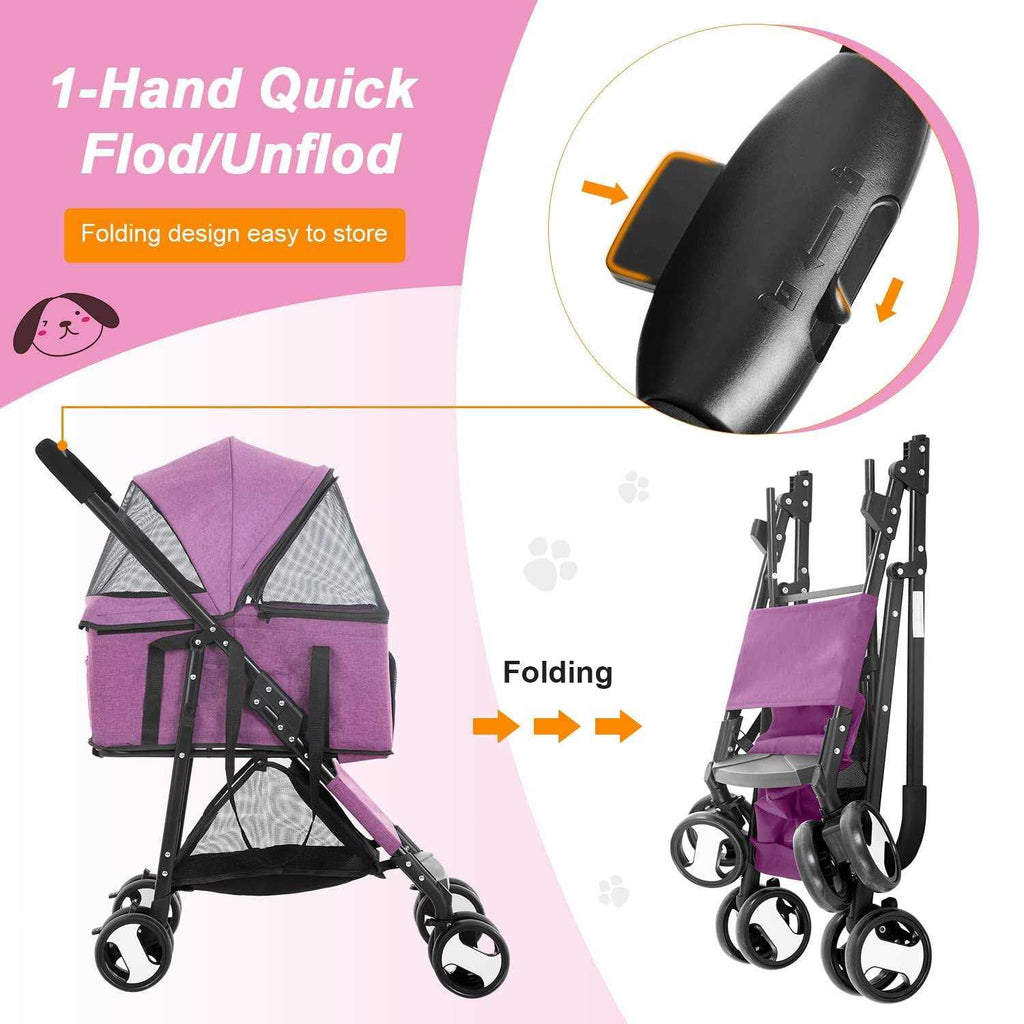 3-in-1 Pet Stroller with Detachable Carrier & Cup Holder N30829