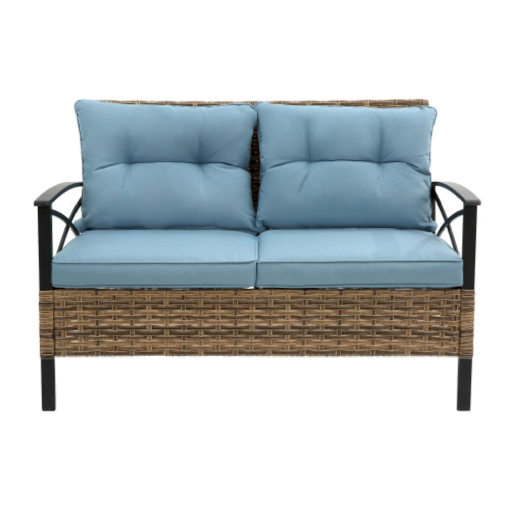 4 Piece Rattan Wicker Outdoor Corner Sofa Set with Cushion K444575