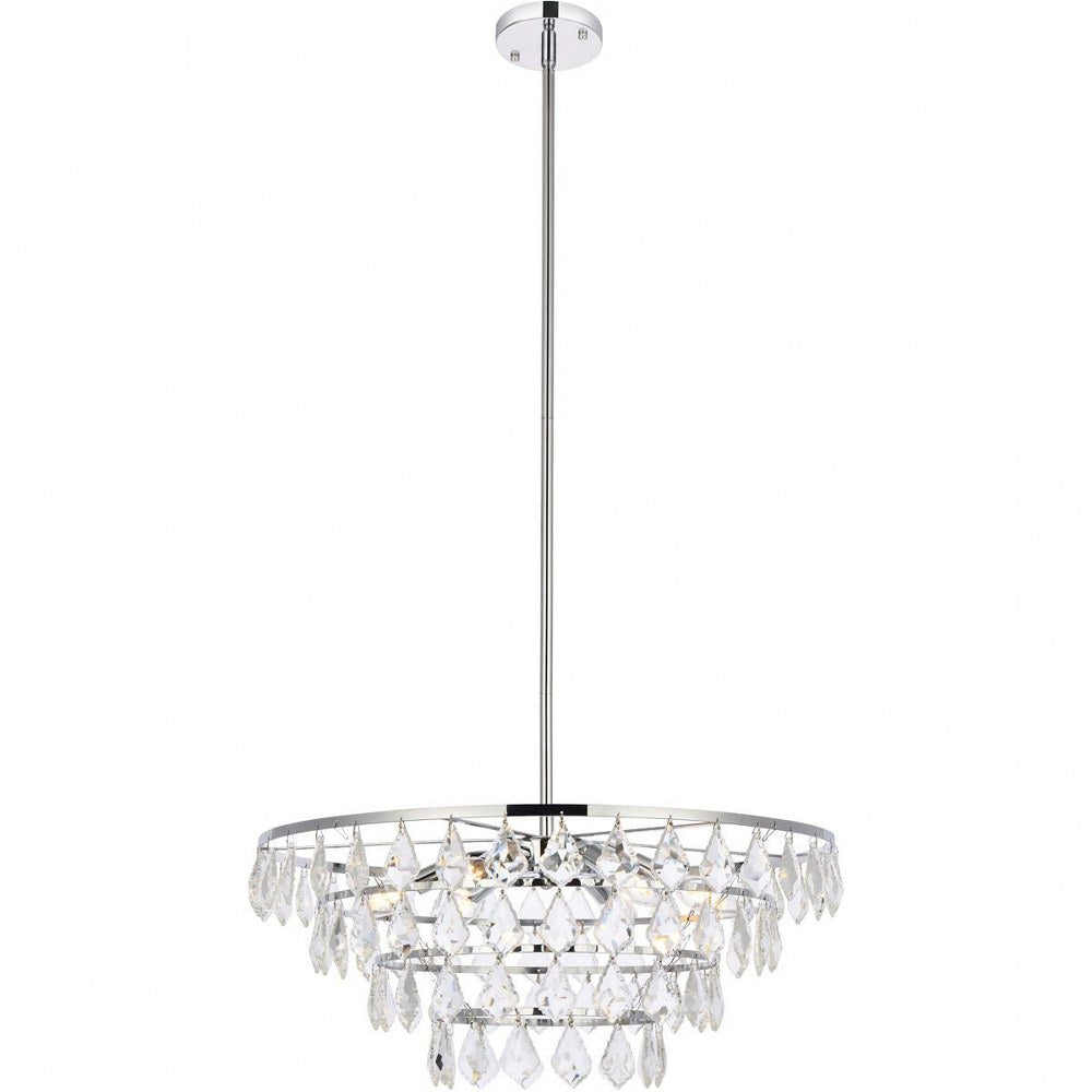 Chrome Finish 6 Light Pendant, 10 inches Tall and 24 inches Wide T421990