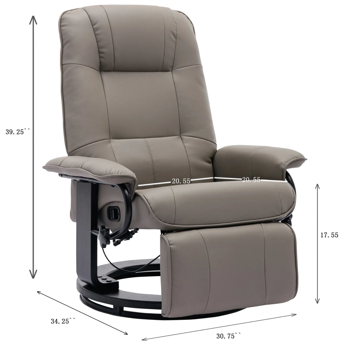 Grey Faux Leather Manual Swivel Recliner with Footrest S254089
