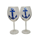 Hand Painted Set Of 2 Stemmed Wine Glasses F6663