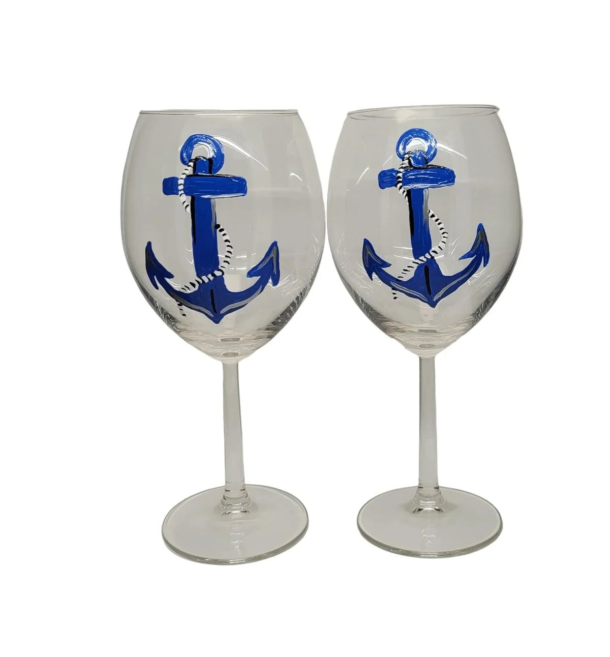 Hand Painted Set Of 2 Stemmed Wine Glasses F6663