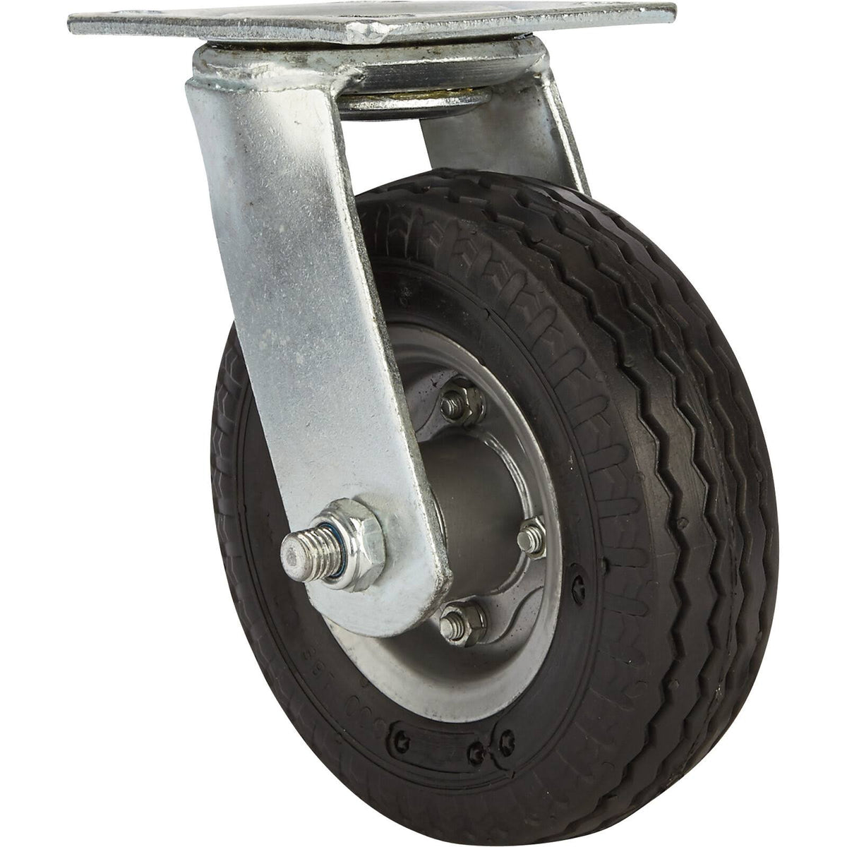 6in Swivel Flat-Free Rubber Foam Filled Caster 200lb Cap Sawtooth Tread Z299