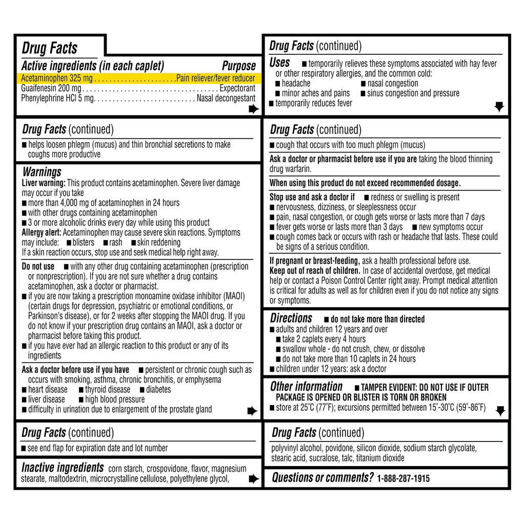 Acetaminophen Caplets 325mg, 24 Count K702