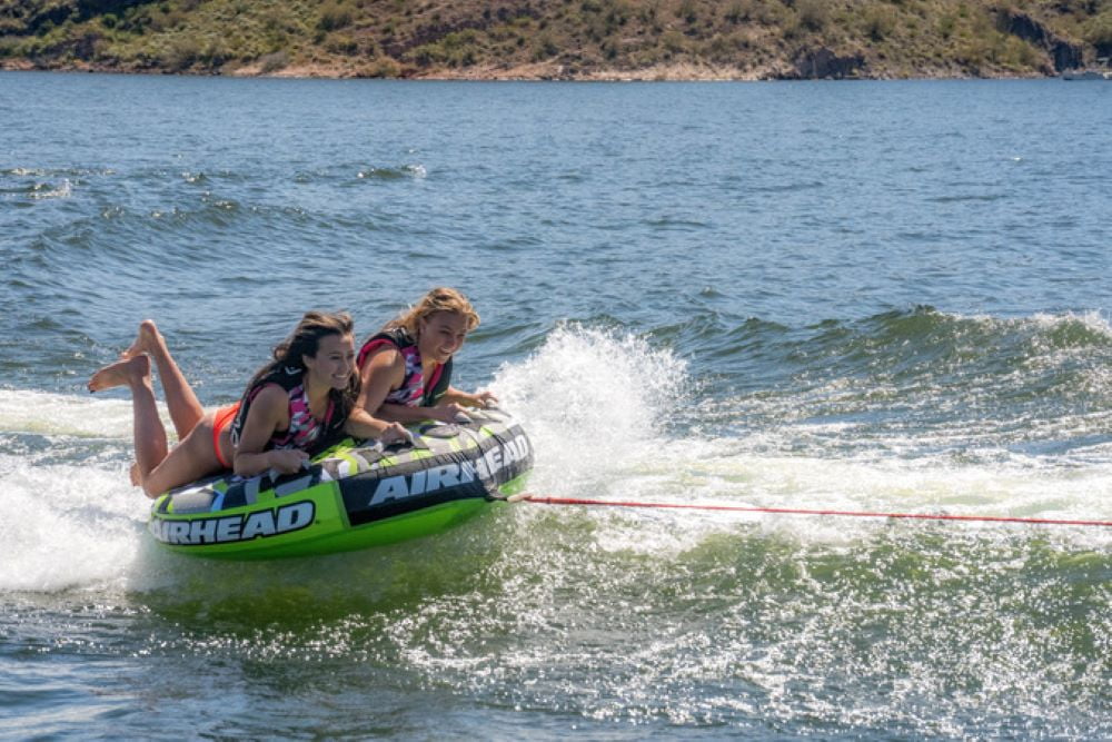 2-Person Towable Boat Tube Float Heavy-Duty Nylon Green Camo U8411