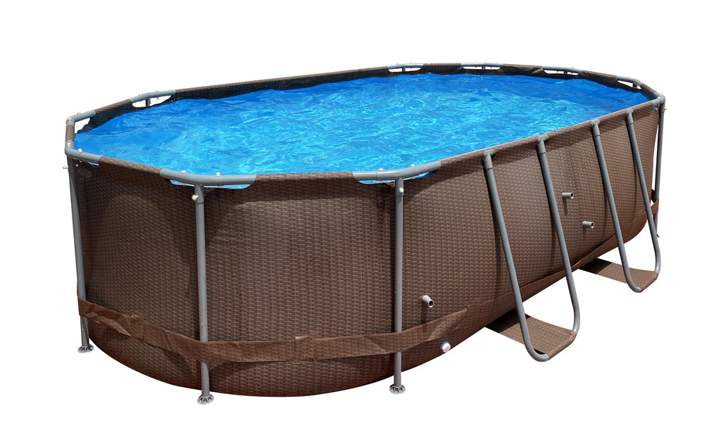 14 ft. Brown Oval Steel Frame Above Ground Swimming Pool S1886