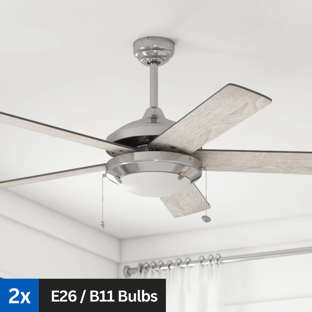 52" Satin Nickel Ceiling Fan with Light D551225