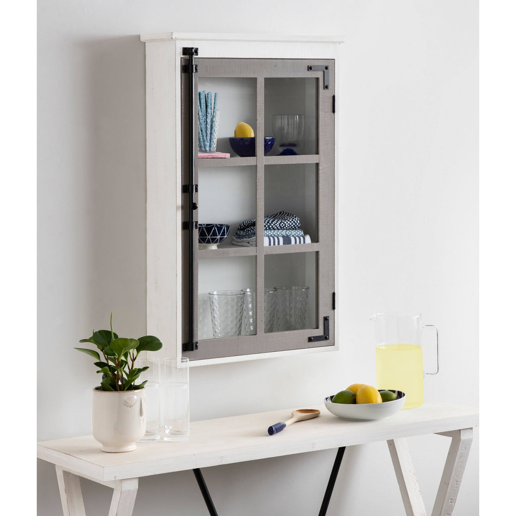 White/Gray One Door Wood Wall Cabinet X323