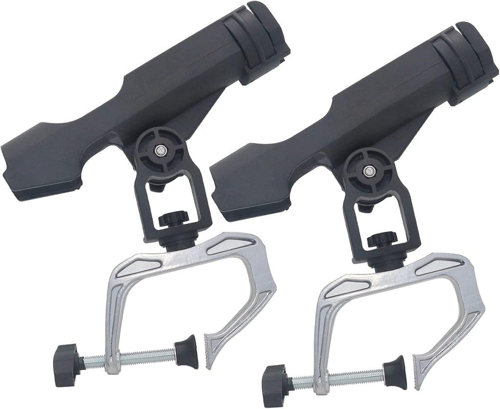 Fishing Rod Holders for Boat Canoe Folding Holder with 360 Degree Adjustable Large Clamp Opening - 2 Pack U242074