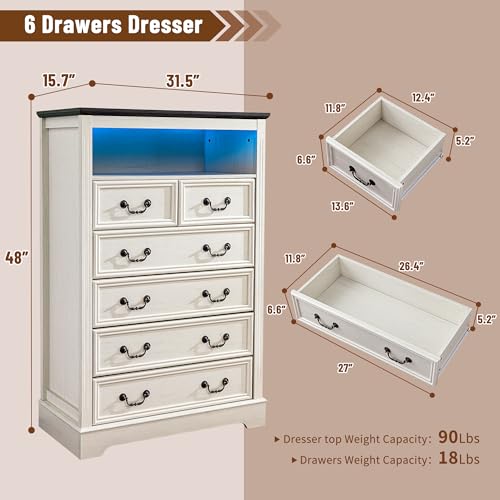 Vintage Gray 6 Drawer Dresser Y141
