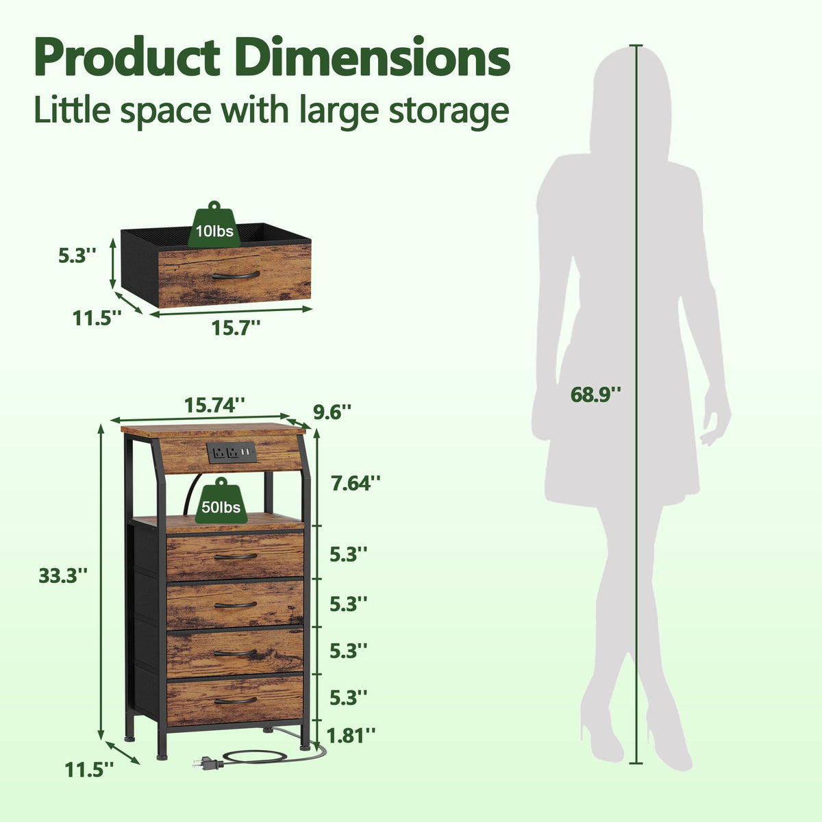 4 Drawer Night Stand with Charging Station S231146