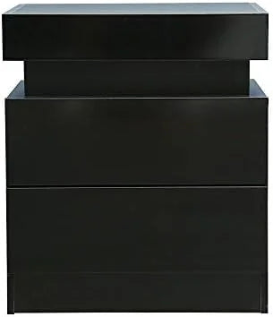 White 3 Drawer Nightstand with LED Q35600
