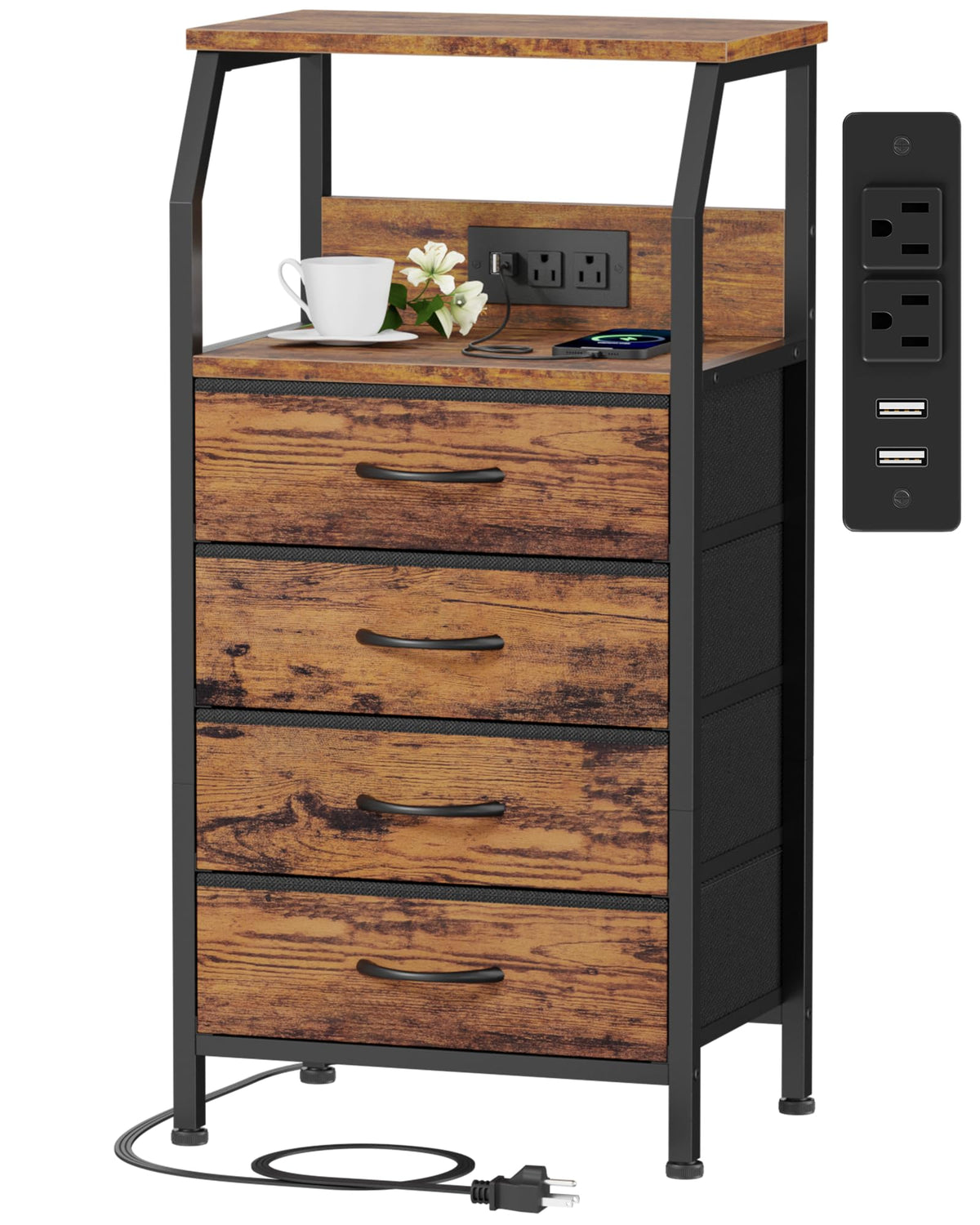 4 Drawer Night Stand with Charging Station S231146