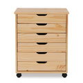 Natural Linon Six Drawer Wide Roll Cart A9794