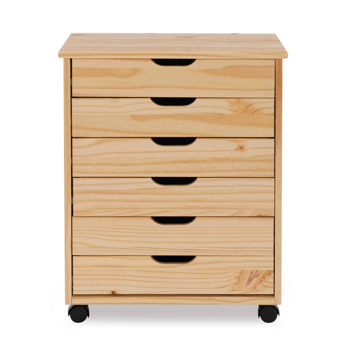 Natural Linon Six Drawer Wide Roll Cart A9794